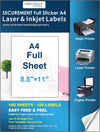 FULL A4 Sticker Sheet FBA Sticky Labels (NO CUT) - Suitable For A4 Sheet Printers