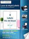 Easyship Sticky Labels (A4 Sticker Sheets with 4 cut) - Address Labels For A4 Sheet Printers